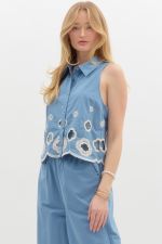 Scallop Embroidered Hem Sleeveless Top - Sassy Inspiration
