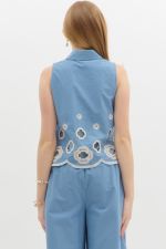 Scallop Embroidered Hem Sleeveless Top - Sassy Inspiration