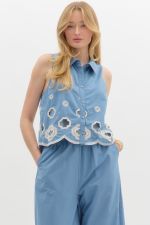 Scallop Embroidered Hem Sleeveless Top - Sassy Inspiration