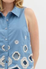 Scallop Embroidered Hem Sleeveless Top - Sassy Inspiration