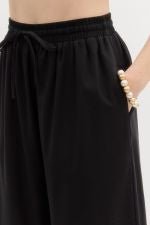 Scallop Hem Wide Leg Pant - Black - Sassy Inspiration