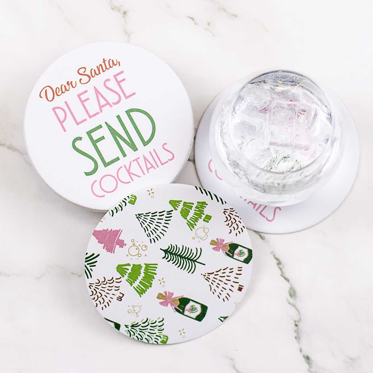 Send Cocktails Reversible Paper Coasters (Set of 20) - Sassy Inspiration