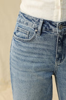 Seoul High - Rise Cutout Rhinestone Denim – Light Blue - Sassy Inspiration