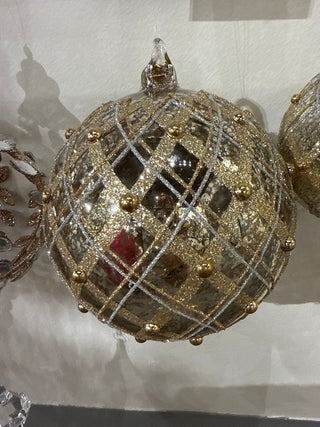 Silver & Gold Mercury Glass Ball Ornament – 6" - Sassy Inspiration
