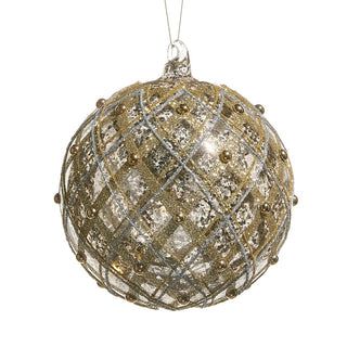 Silver & Gold Mercury Glass Ball Ornament – 6" - Sassy Inspiration