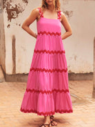 Simple Ripple Bandeau Slip Dress Hot Pink/Red - Sassy Inspiration