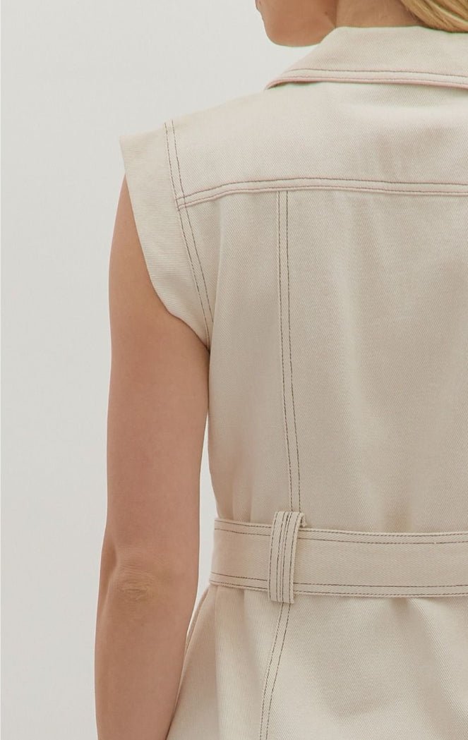 Sleeveless Mini Dress - Ecru - Sassy Inspiration