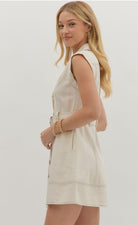 Sleeveless Mini Dress - Ecru - Sassy Inspiration