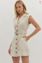 Sleeveless Mini Dress - Ecru - Sassy Inspiration