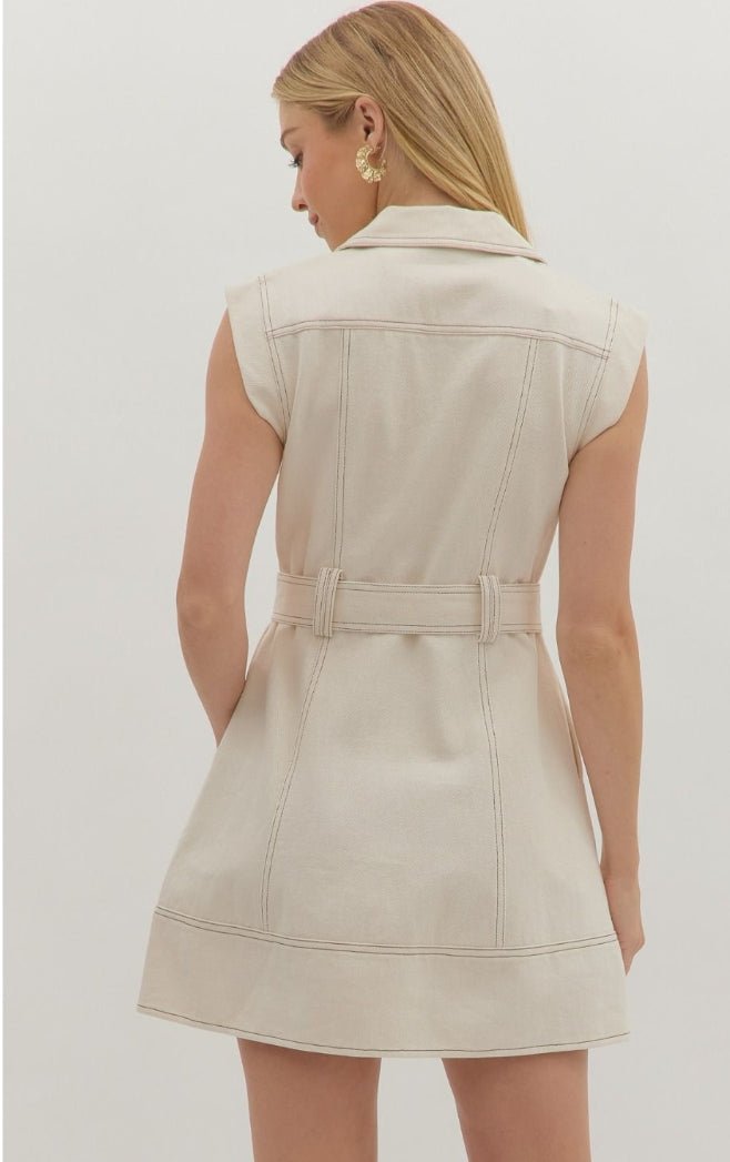 Sleeveless Mini Dress - Ecru - Sassy Inspiration