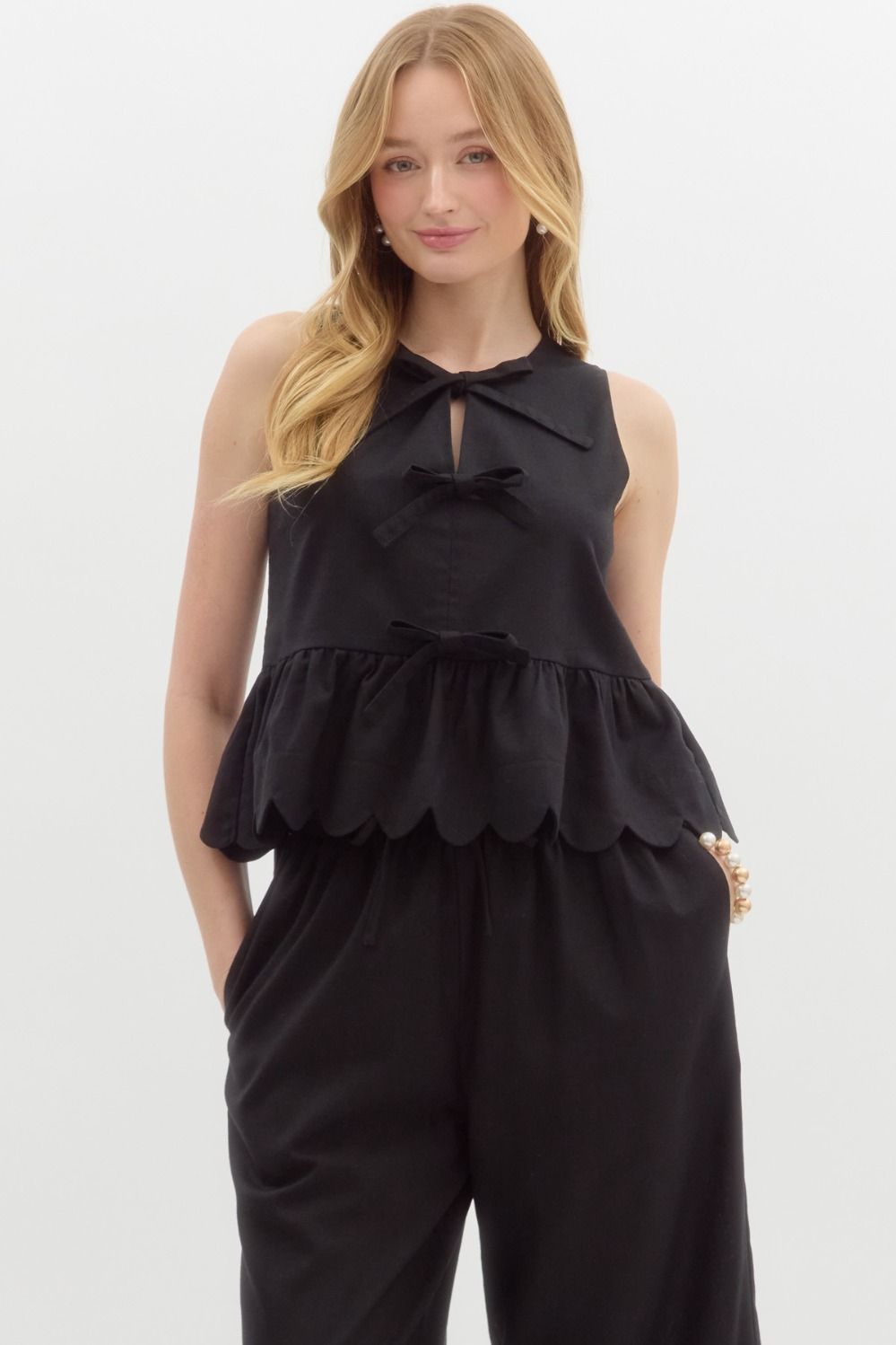 Sleeveless Peplum Top - Black - Sassy Inspiration