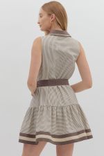 Sleeveless Striped Mini Dress - Mocha - Sassy Inspiration