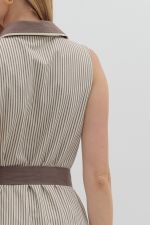 Sleeveless Striped Mini Dress - Mocha - Sassy Inspiration