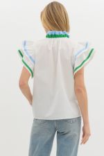 Solid flutter sleeve top - off white - Sassy Inspiration