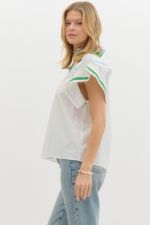 Solid flutter sleeve top - off white - Sassy Inspiration