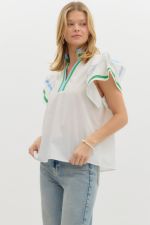 Solid flutter sleeve top - off white - Sassy Inspiration