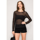 Sparkle All Night Rhinestone Mesh Top - Sassy Inspiration