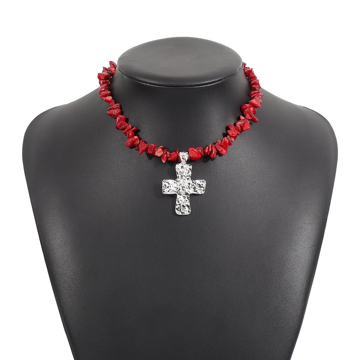 Stone Beaded Cross Necklace - Sassy Inspiration