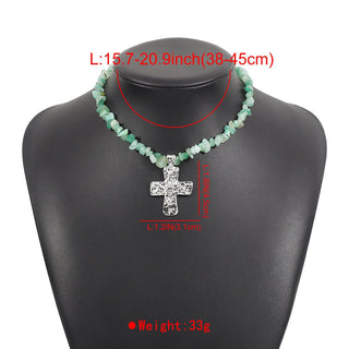 Stone Beaded Cross Necklace - Sassy Inspiration