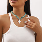 Stone Beaded Cross Necklace - Sassy Inspiration