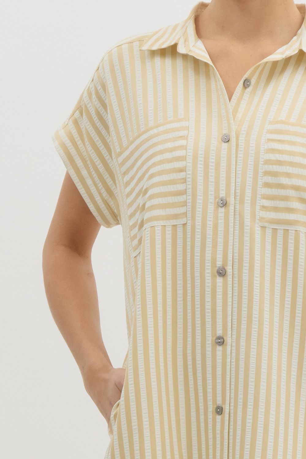 Striped midi shirt dress - Lt Blue - Sassy Inspiration