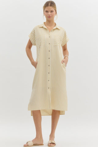 Striped midi shirt dress - Lt Blue - Sassy Inspiration