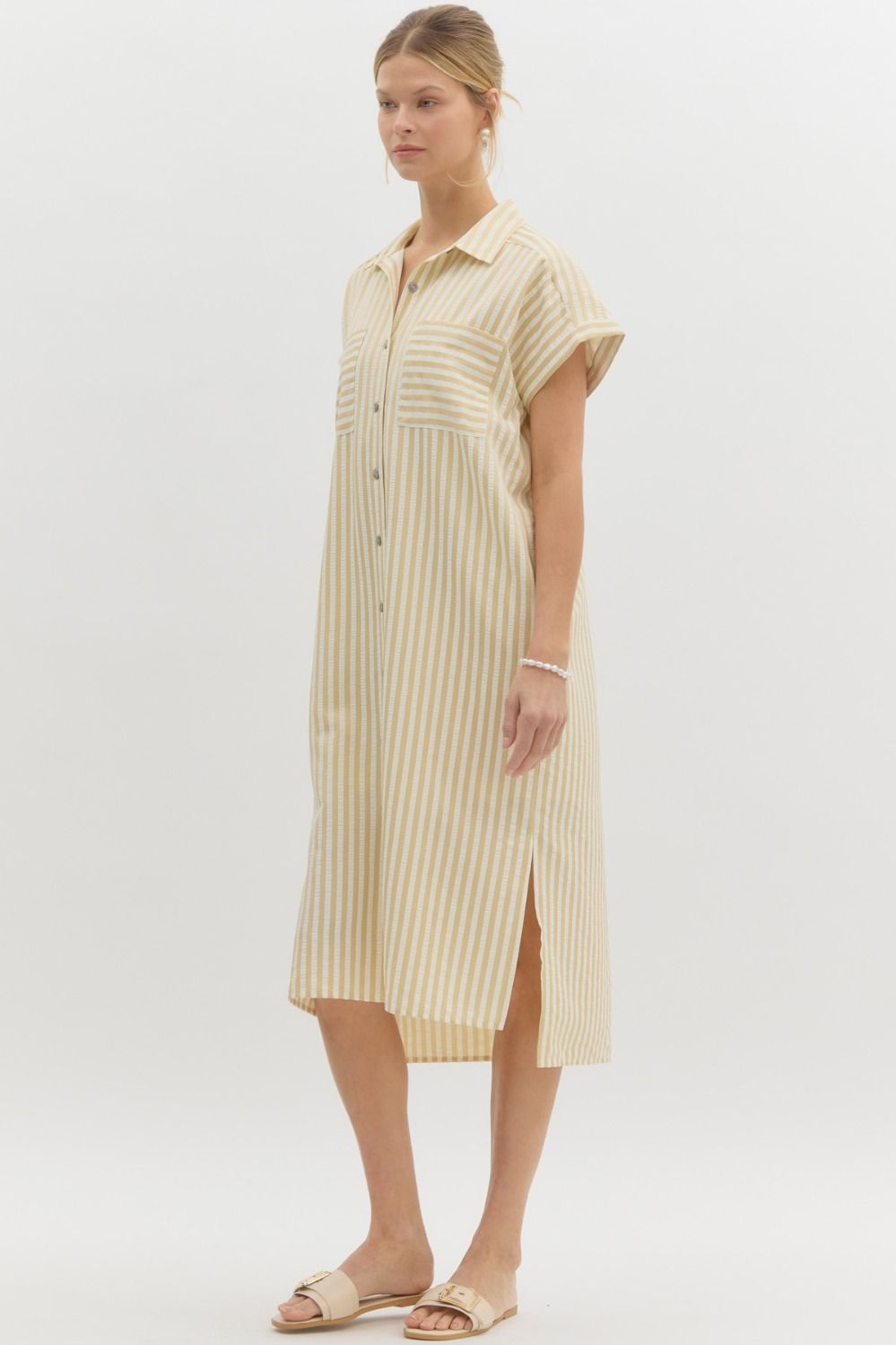 Striped midi shirt dress - Lt Blue - Sassy Inspiration