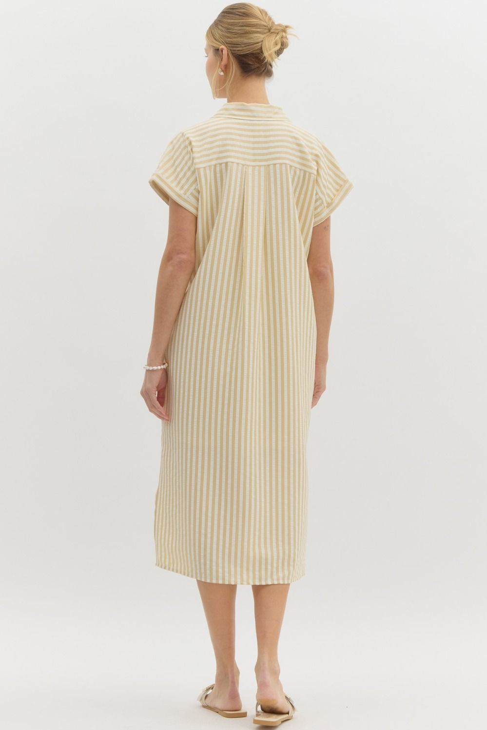 Striped midi shirt dress - Lt Blue - Sassy Inspiration