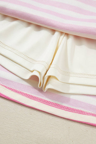 Striped Sleeveless Polo Two-Piece Set - Sassy Inspiration