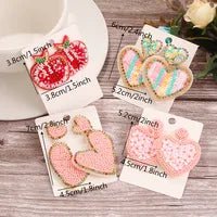 Sweet Heart Shape Embroidery Braid Seed Bead Drop Earrings - Sassy Inspiration