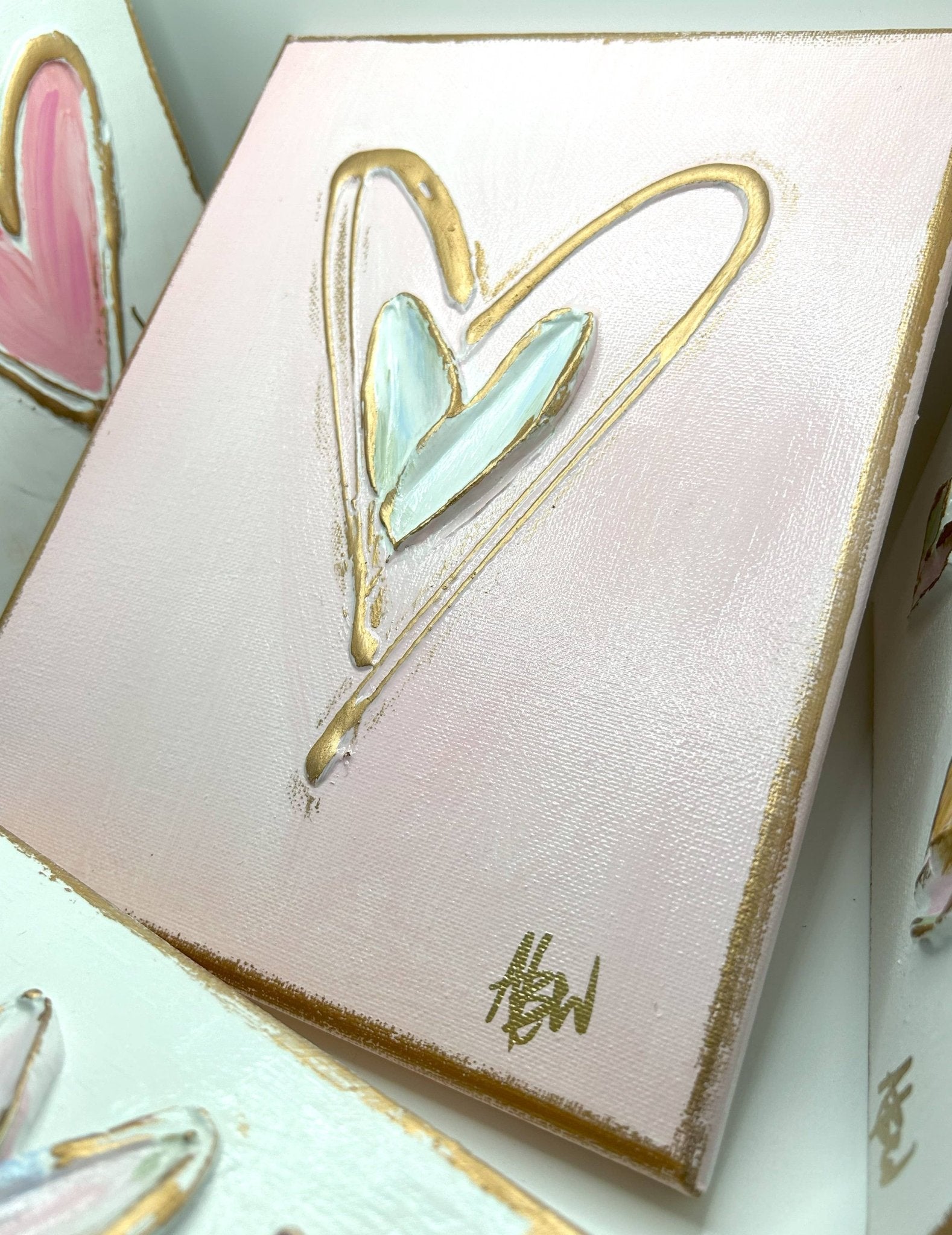 Textured hearts on canvas | valentine | pastel | xoxo | love - Sassy Inspiration
