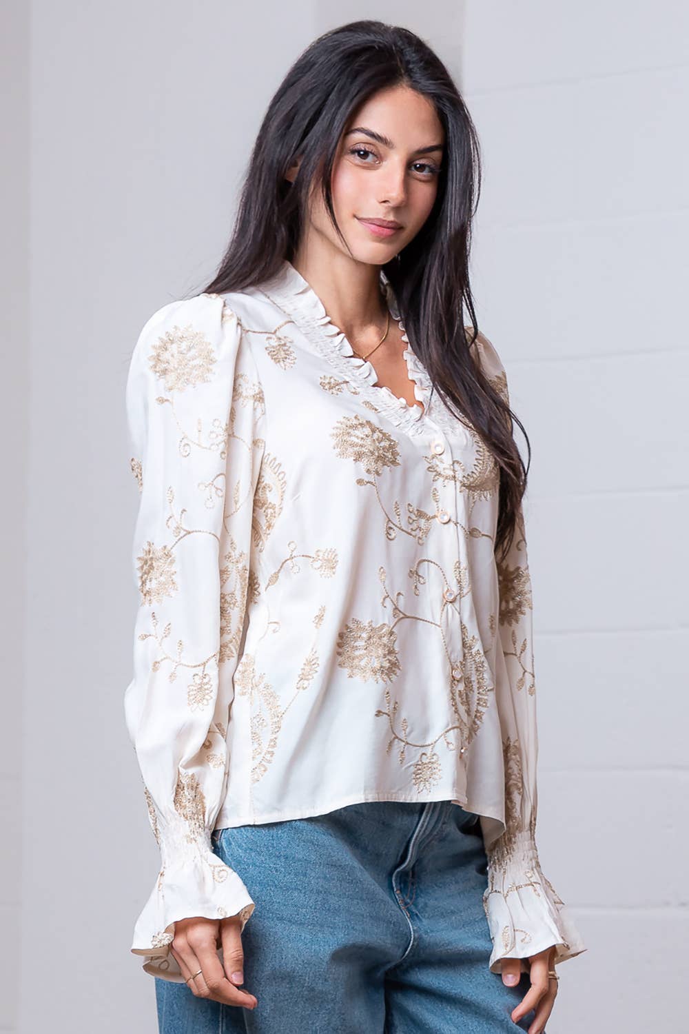 The Soft Romance Embroidered Smocked Top - Sassy Inspiration