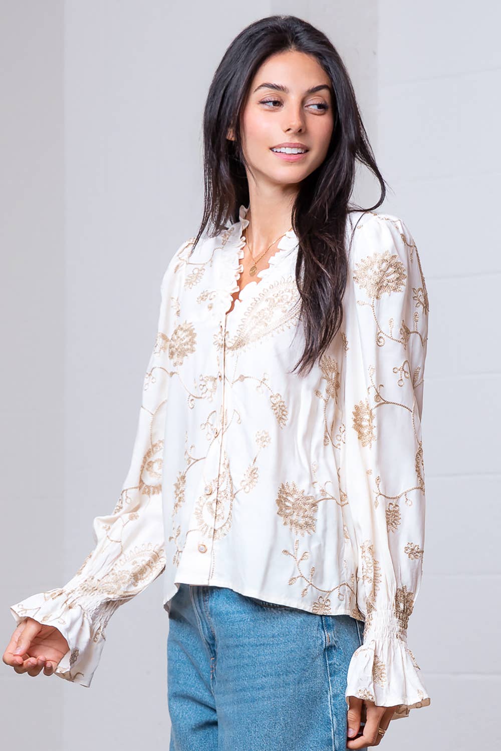 The Soft Romance Embroidered Smocked Top - Sassy Inspiration