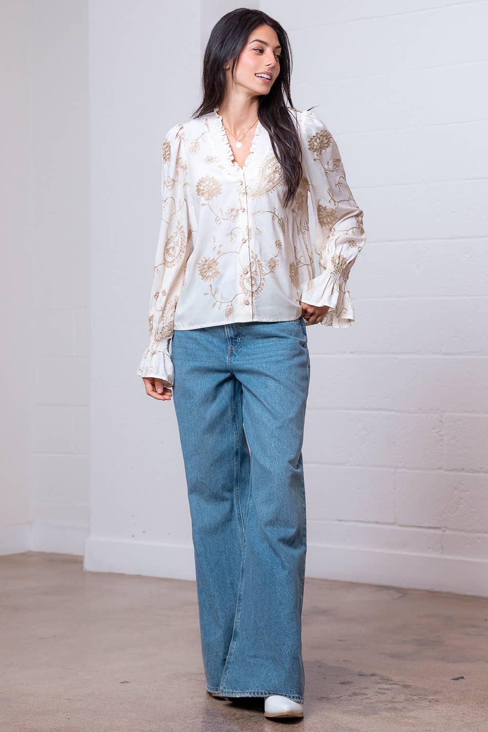 The Soft Romance Embroidered Smocked Top - Sassy Inspiration