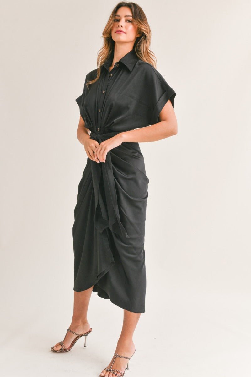 Tie Front Midi Dress - Sassy Inspiration