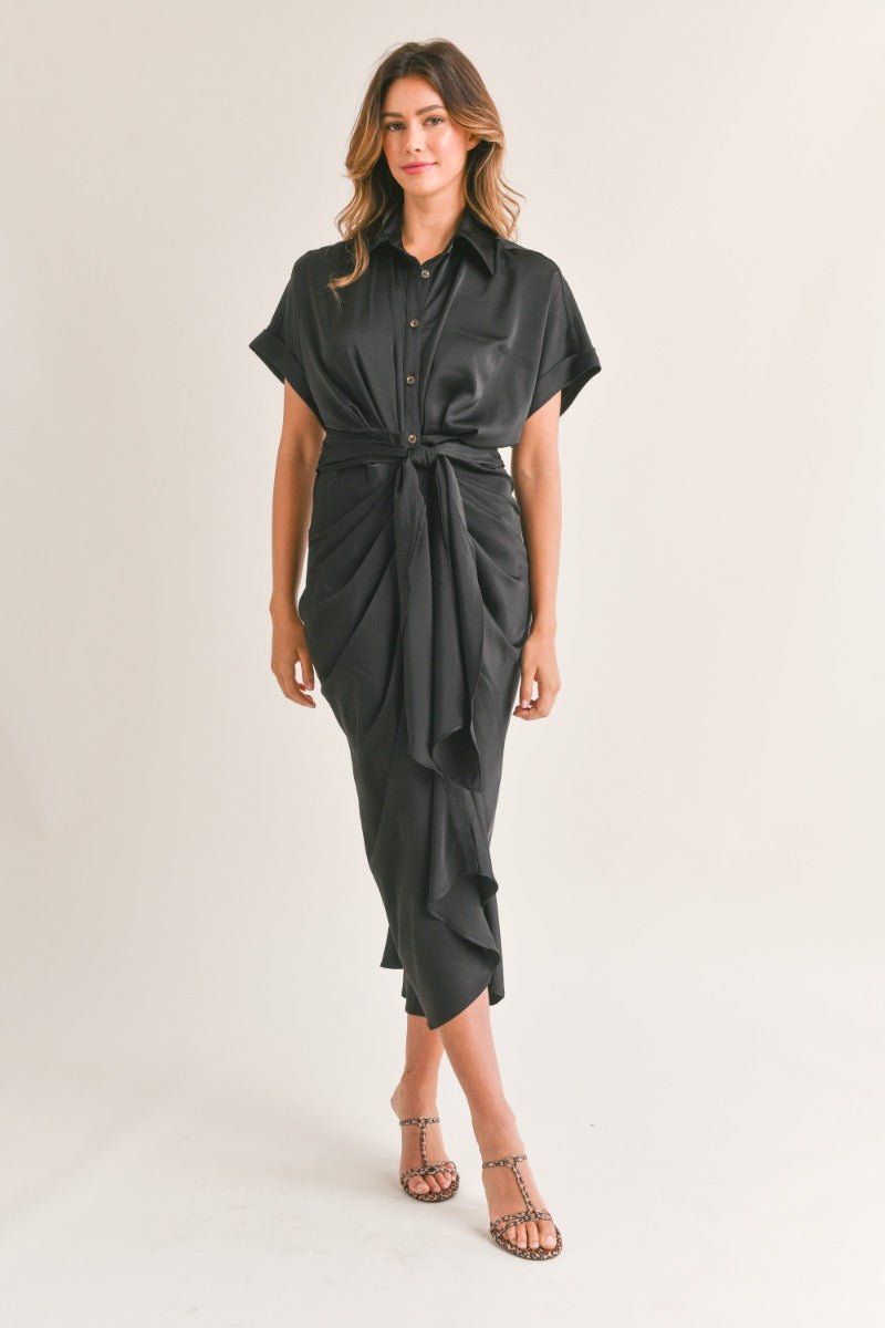 Tie Front Midi Dress - Sassy Inspiration