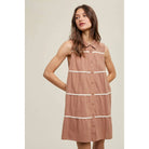 Tiered Mini Shirt Dress with Trim Detail - Sassy Inspiration