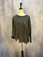 Top with button details - Washed out Black - Sassy Inspiration