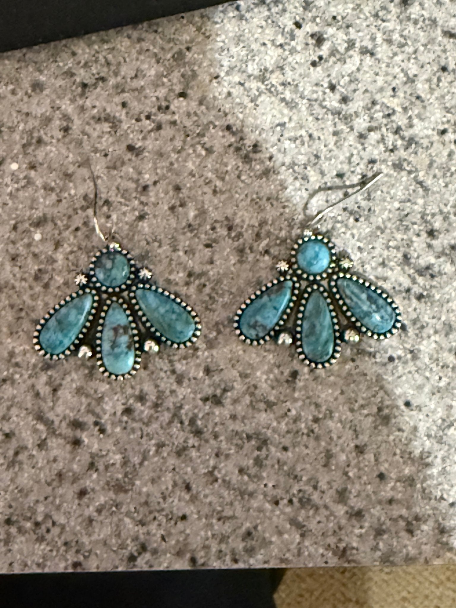 Turquoise Fan Stone Drop Earrings - Sassy Inspiration