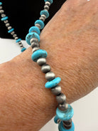 Turquoise & Silver Beaded Necklace – 34” - Sassy Inspiration