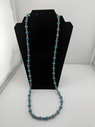 Turquoise & Silver Beaded Necklace – 34” - Sassy Inspiration