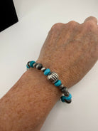 Turquoise & Silver Beaded Stretch Bracelets - Sassy Inspiration
