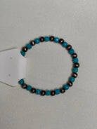 Turquoise & Silver Beaded Stretch Bracelets - Sassy Inspiration