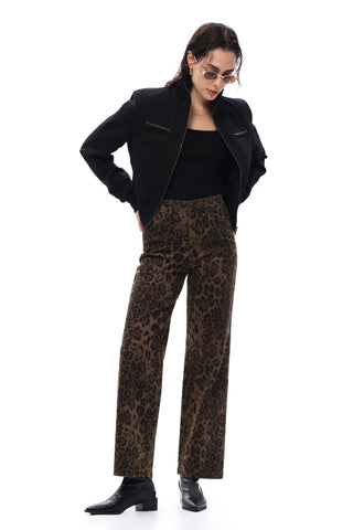 Wild Side High Rise Leopard Straight Leg Jeans
