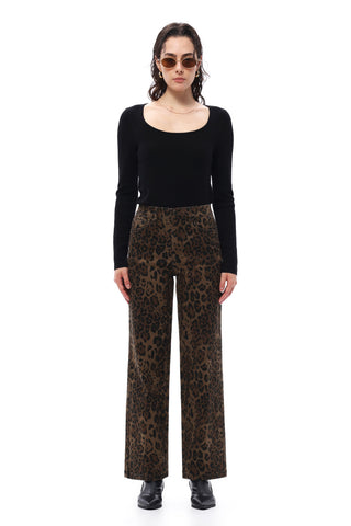 Wild Side High Rise Leopard Straight Leg Jeans