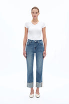 Vintage Cuffed High - Rise Straight Leg Jeans - Sassy Inspiration