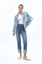 Vintage Cuffed High - Rise Straight Leg Jeans - Sassy Inspiration