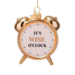 Vondels Wine O'Clock Gold Alarm Clock Glass Ornament - Sassy Inspiration