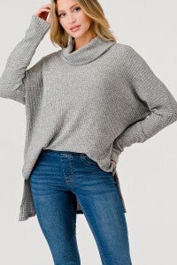 Waffle Texture Cowl Neck L/S Top - Sassy Inspiration