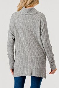 Waffle Texture Cowl Neck L/S Top - Sassy Inspiration